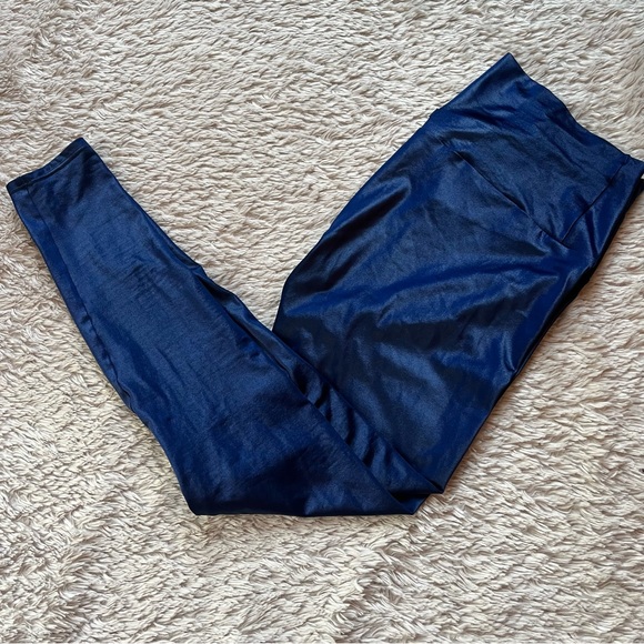 K-DEER blue wet look shiny leggings 2X - Picture 5 of 9